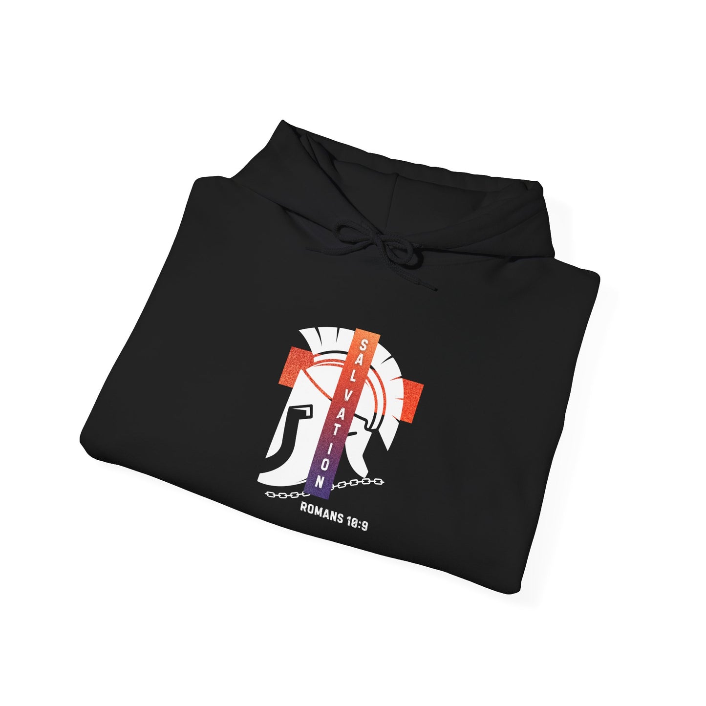 Christian Faith Hoodie with Roman 10:9 and Ephesians 6:17 Design
