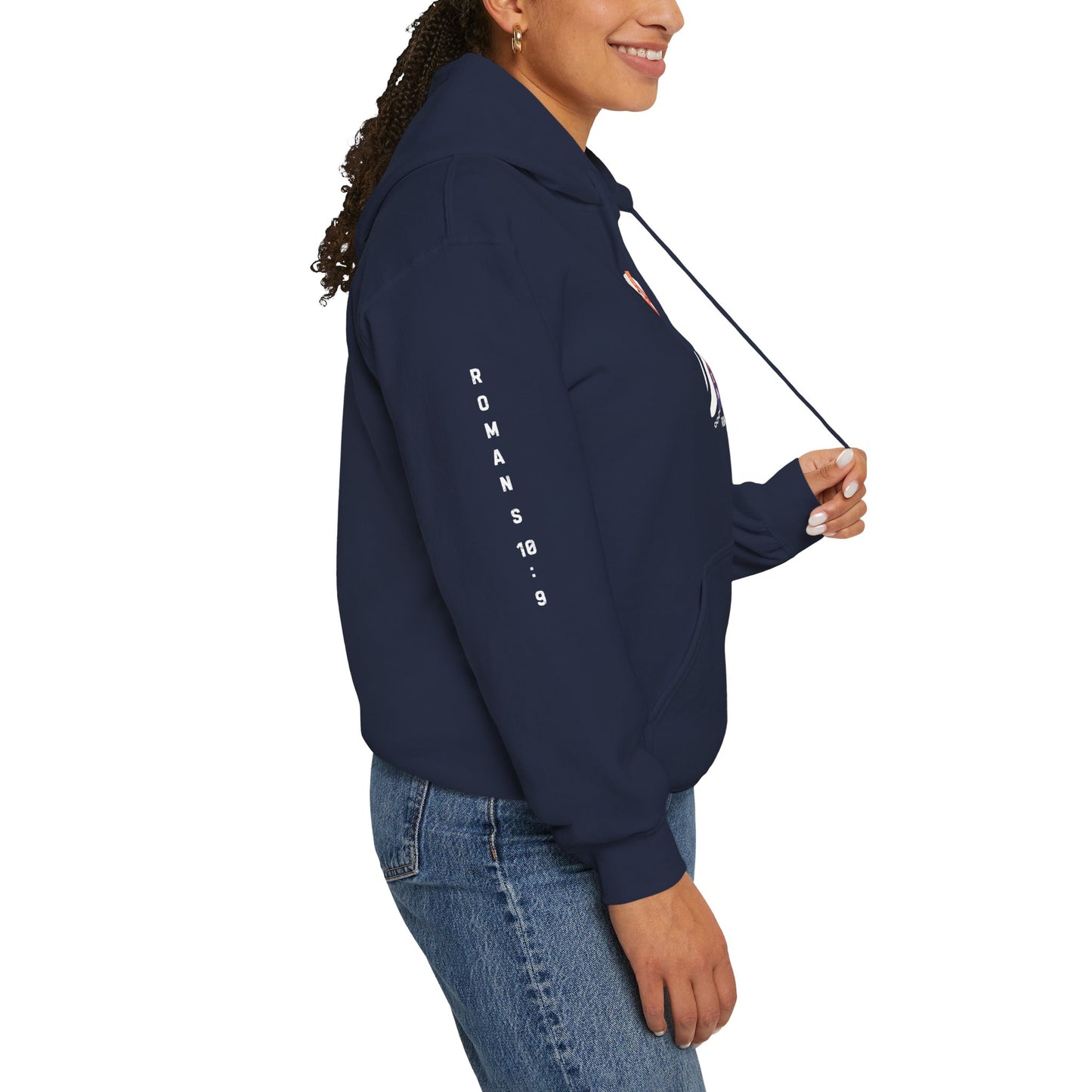 Christian Faith Hoodie with Roman 10:9 and Ephesians 6:17 Design