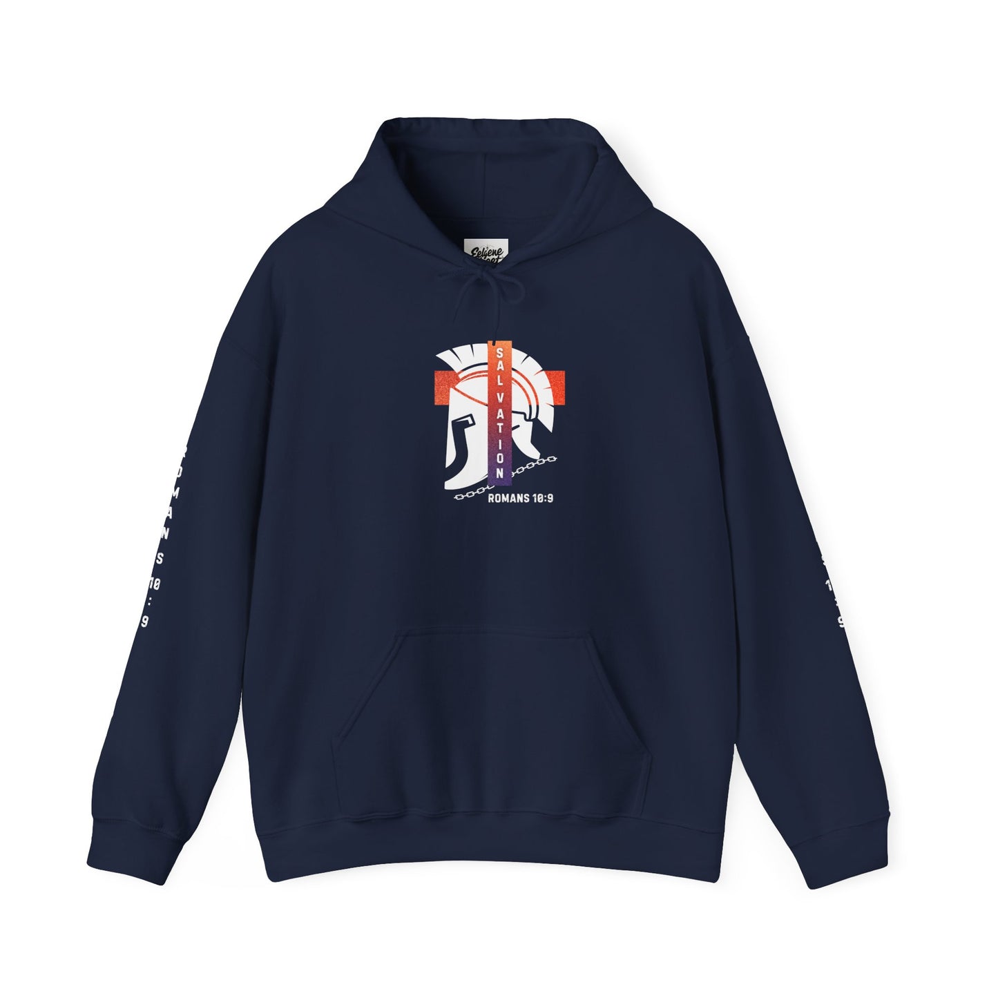Christian Faith Hoodie with Roman 10:9 and Ephesians 6:17 Design