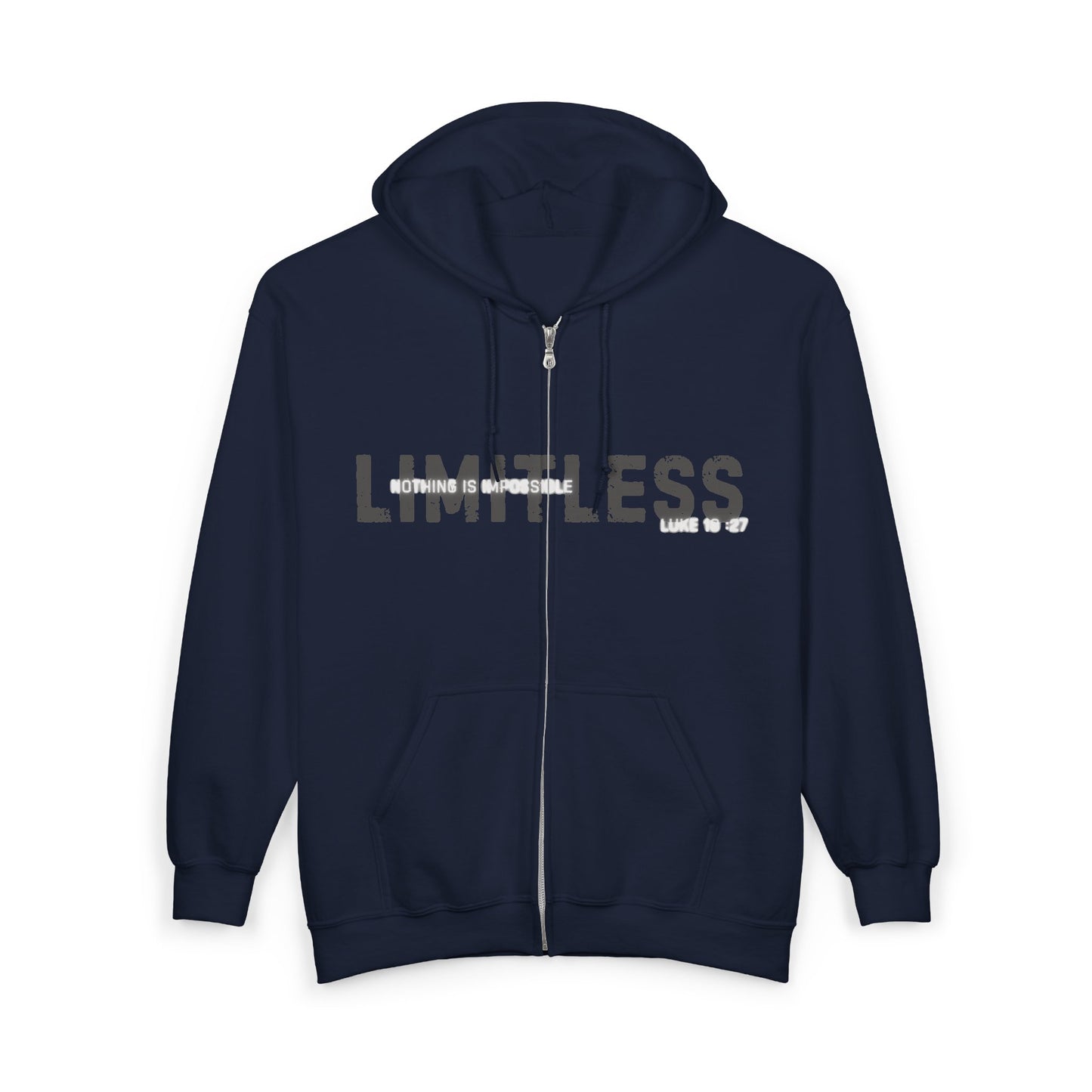Full Zip Hooded Sweatshirt - Luke 18:27 'Nothing is Impossible with God' Design