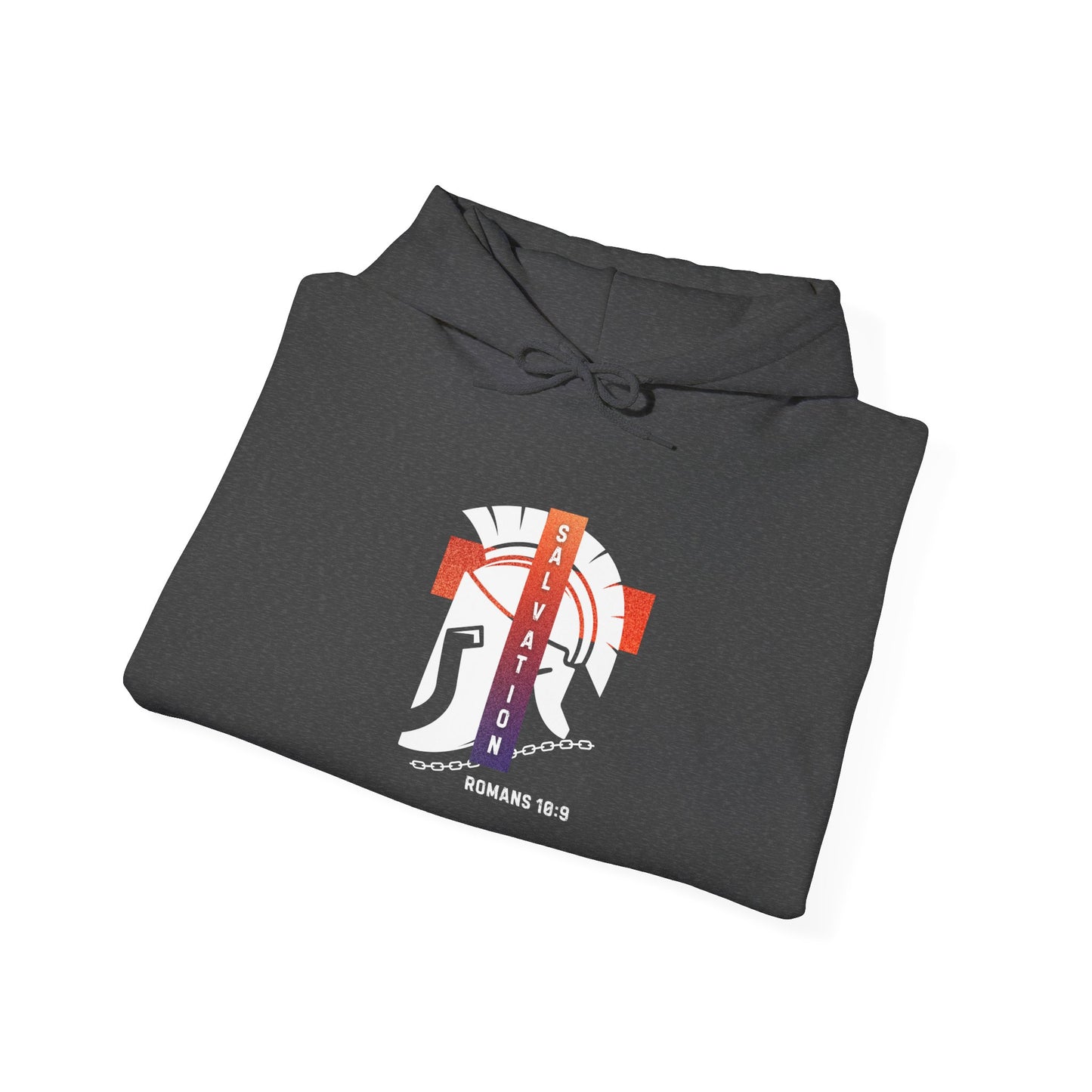 Christian Faith Hoodie with Roman 10:9 and Ephesians 6:17 Design