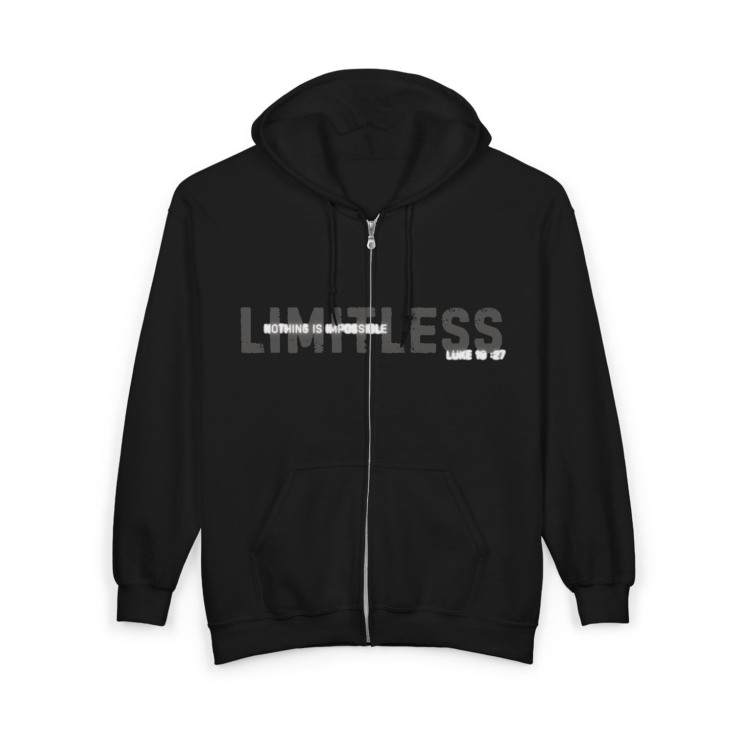 Full Zip Hooded Sweatshirt - Luke 18:27 'Nothing is Impossible with God' Design