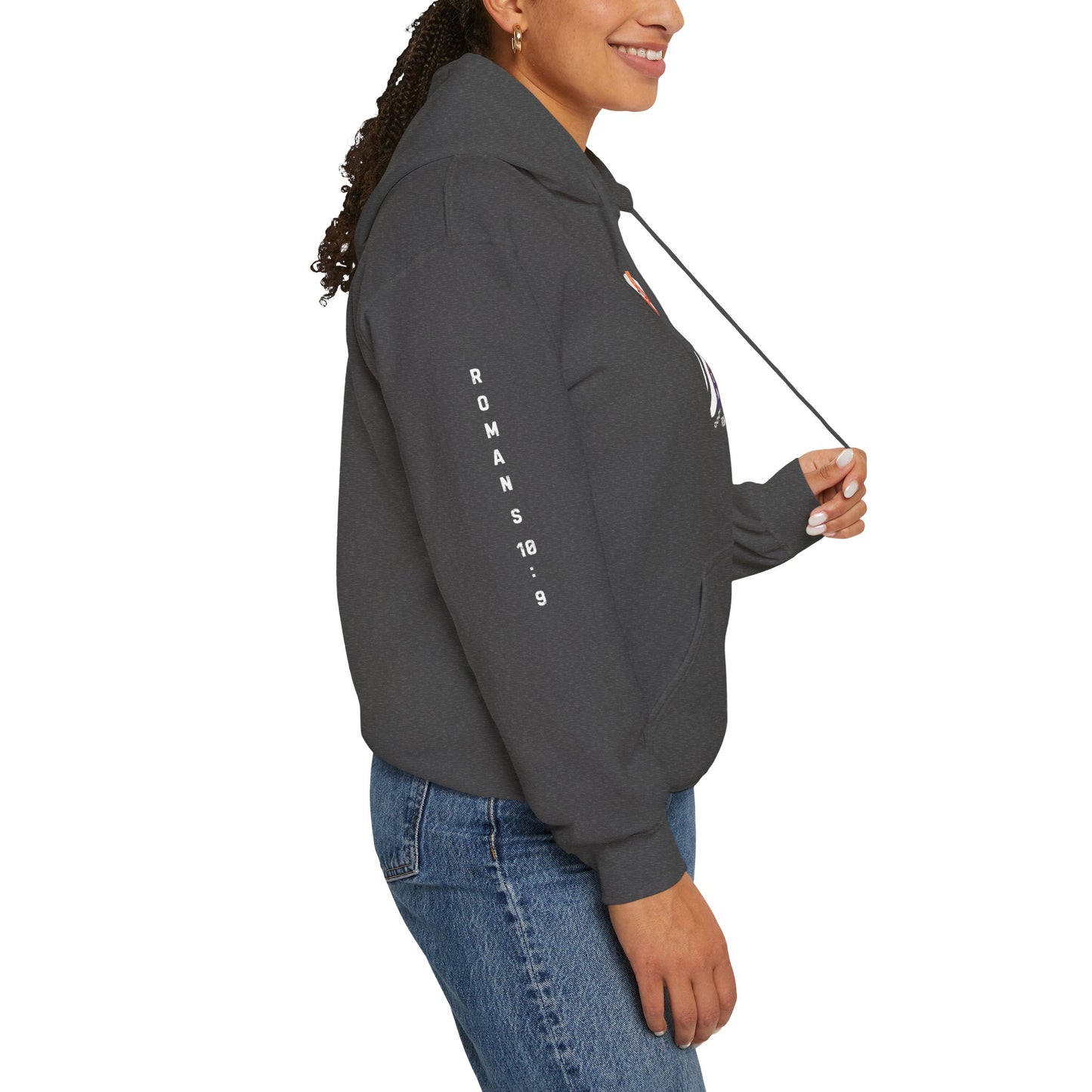 Christian Faith Hoodie with Roman 10:9 and Ephesians 6:17 Design