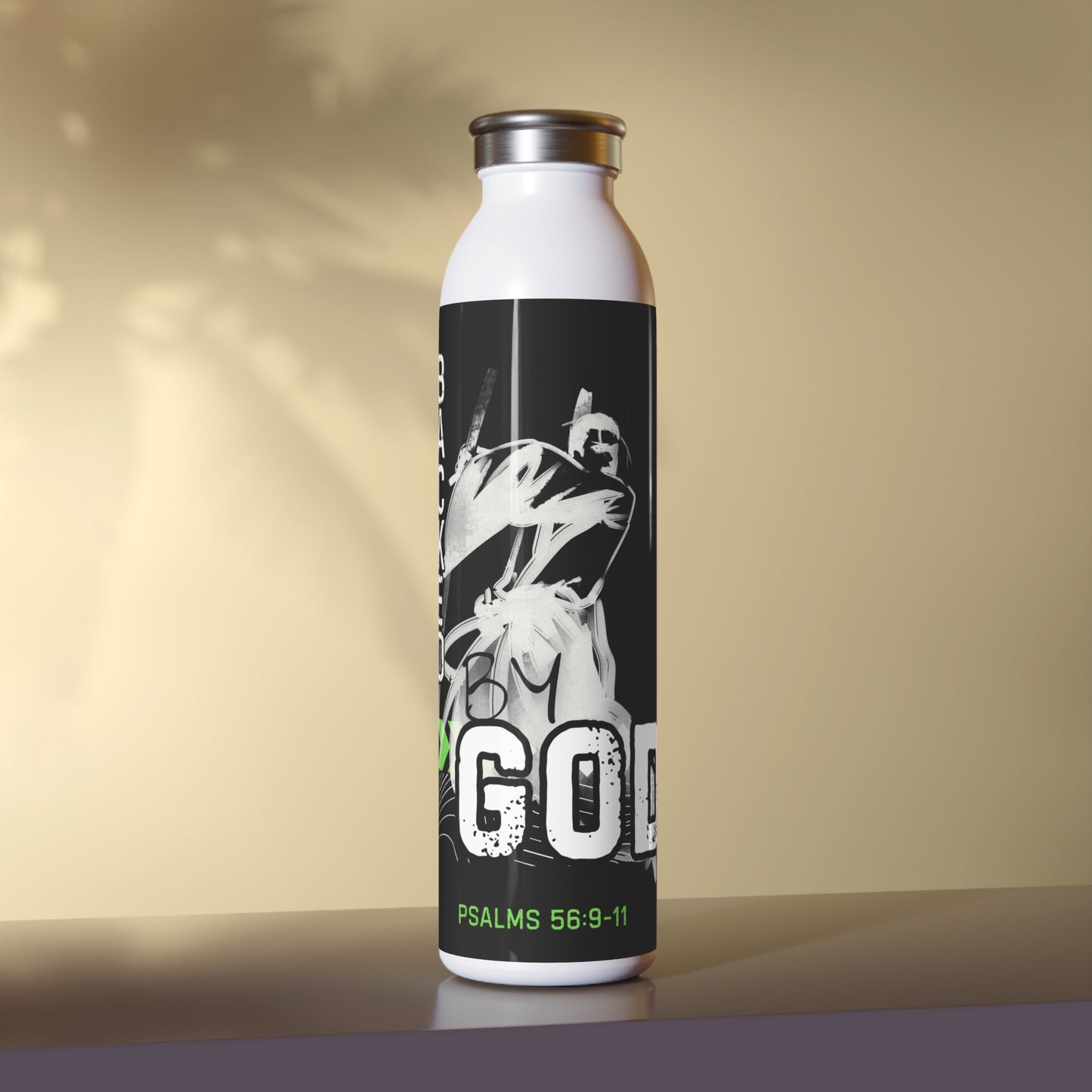 Christian Slim Water Bottle - Psalms 56:9-11 Design