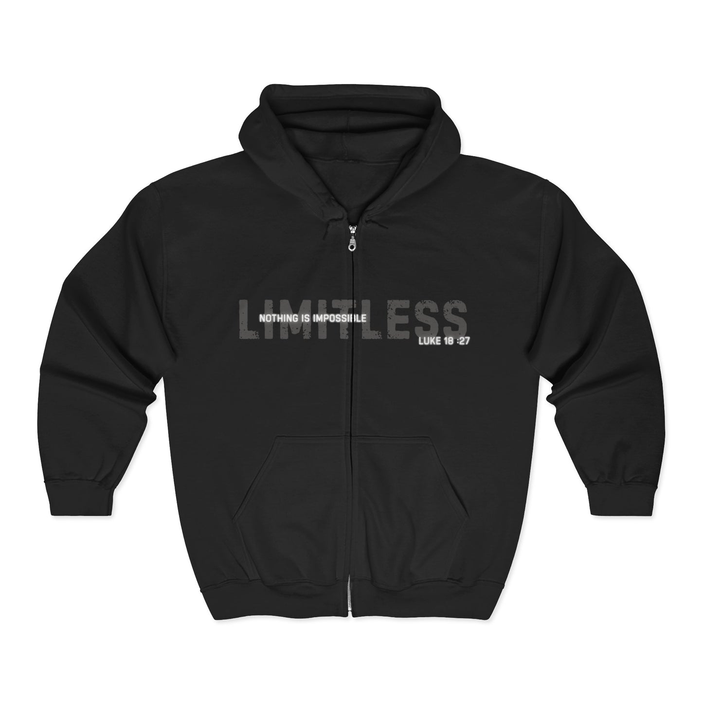 Full Zip Hooded Sweatshirt - Luke 18:27 'Nothing is Impossible with God' Design