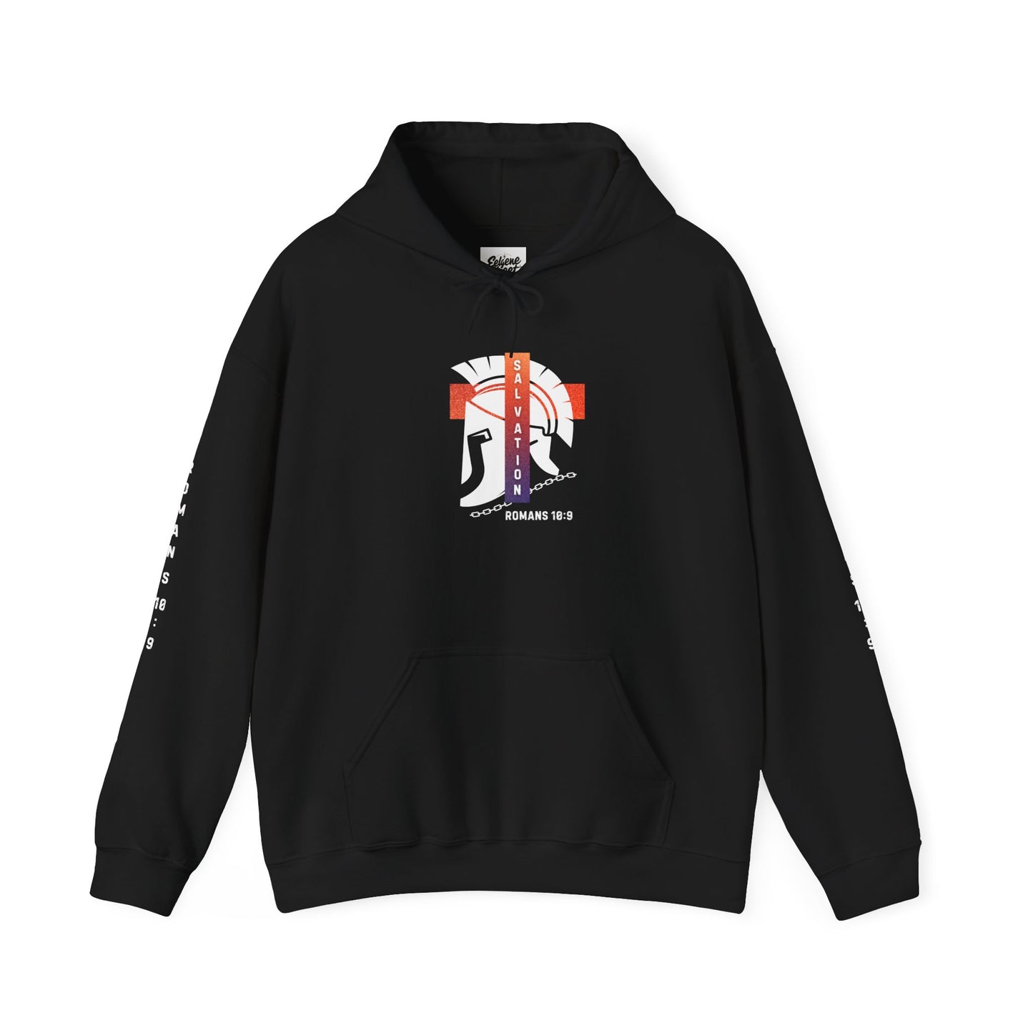 Christian Faith Hoodie with Roman 10:9 and Ephesians 6:17 Design