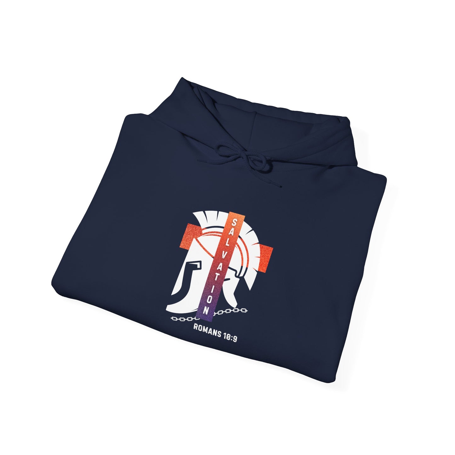 Christian Faith Hoodie with Roman 10:9 and Ephesians 6:17 Design