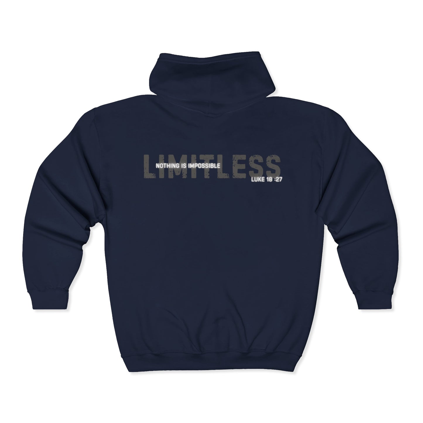 Full Zip Hooded Sweatshirt - Luke 18:27 'Nothing is Impossible with God' Design