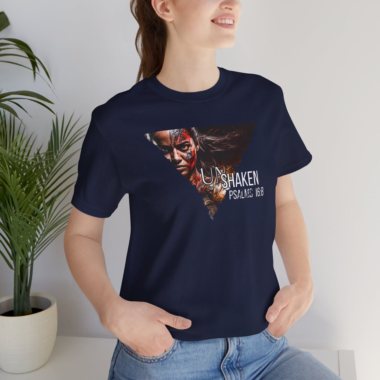 Unshaken Psalm 16:8 Tee — Faith-Inspired Women's Short Sleeve Shirt