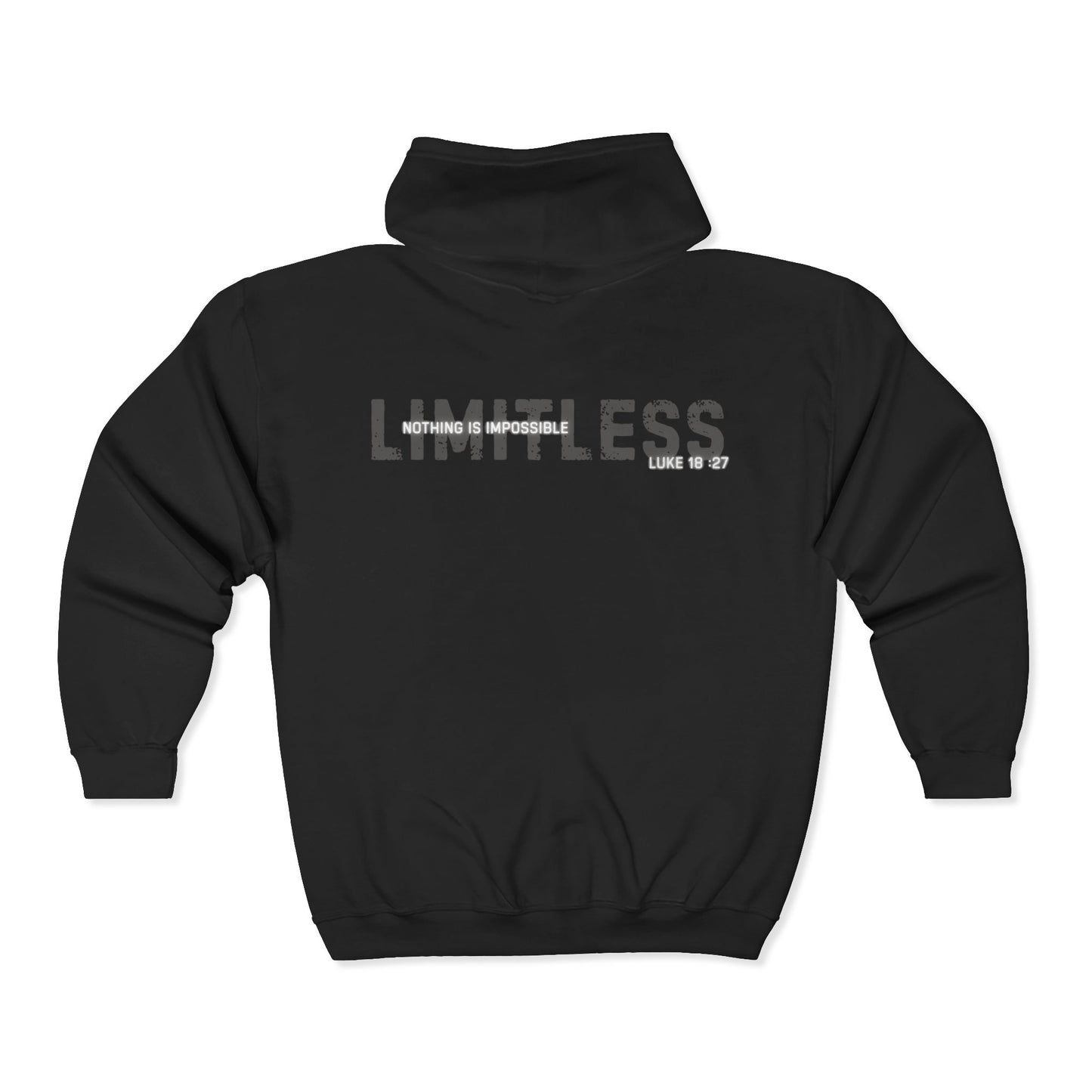 Full Zip Hooded Sweatshirt - Luke 18:27 'Nothing is Impossible with God' Design