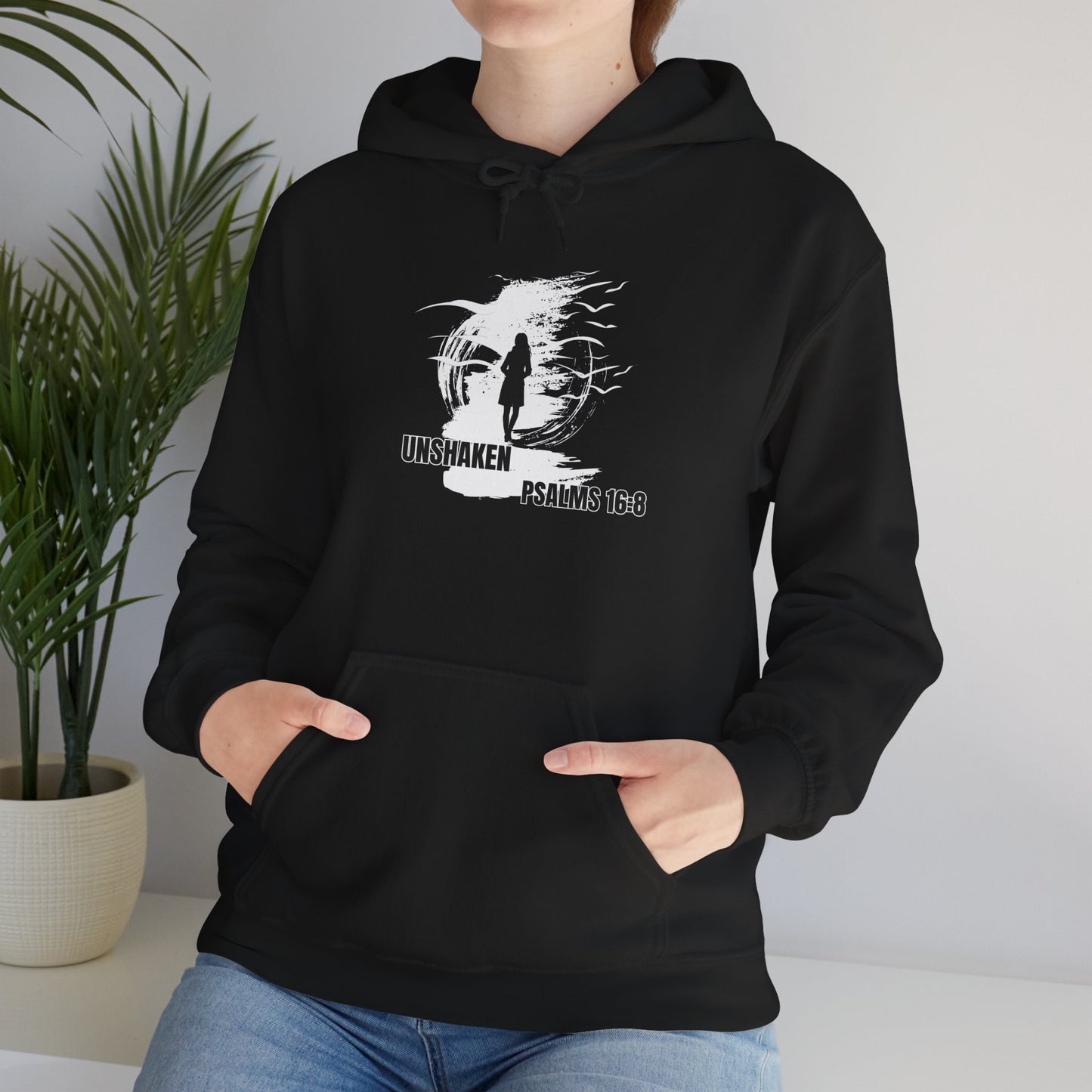 Unshaken Hoodie - Inspirational Psalm 16:8 Design for Women