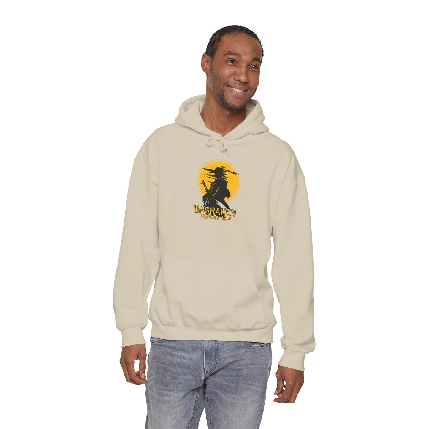 Unshaken Hoodie — Psalm 16:8 Faith Sweatshirt