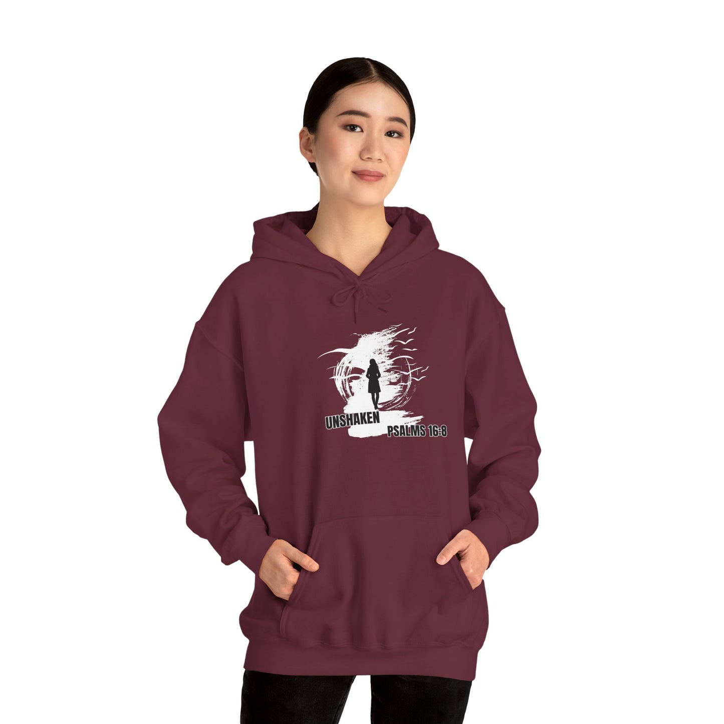 Unshaken Hoodie - Inspirational Psalm 16:8 Design for Women