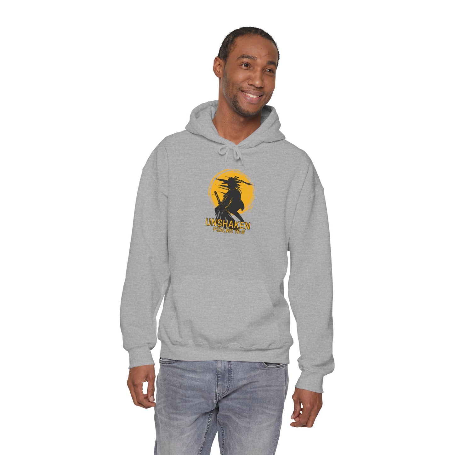 Unshaken Hoodie — Psalm 16:8 Faith Sweatshirt