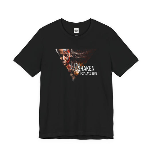 Unshaken Psalm 16:8 Tee — Faith-Inspired Women's Short Sleeve Shirt