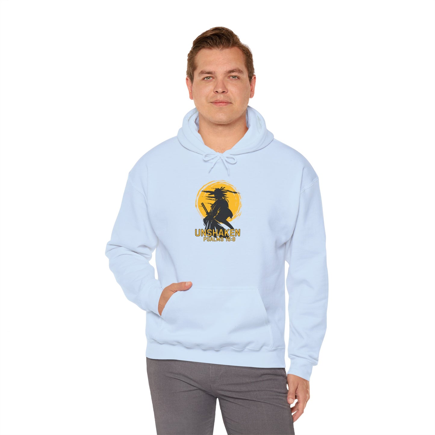Unshaken Hoodie — Psalm 16:8 Faith Sweatshirt