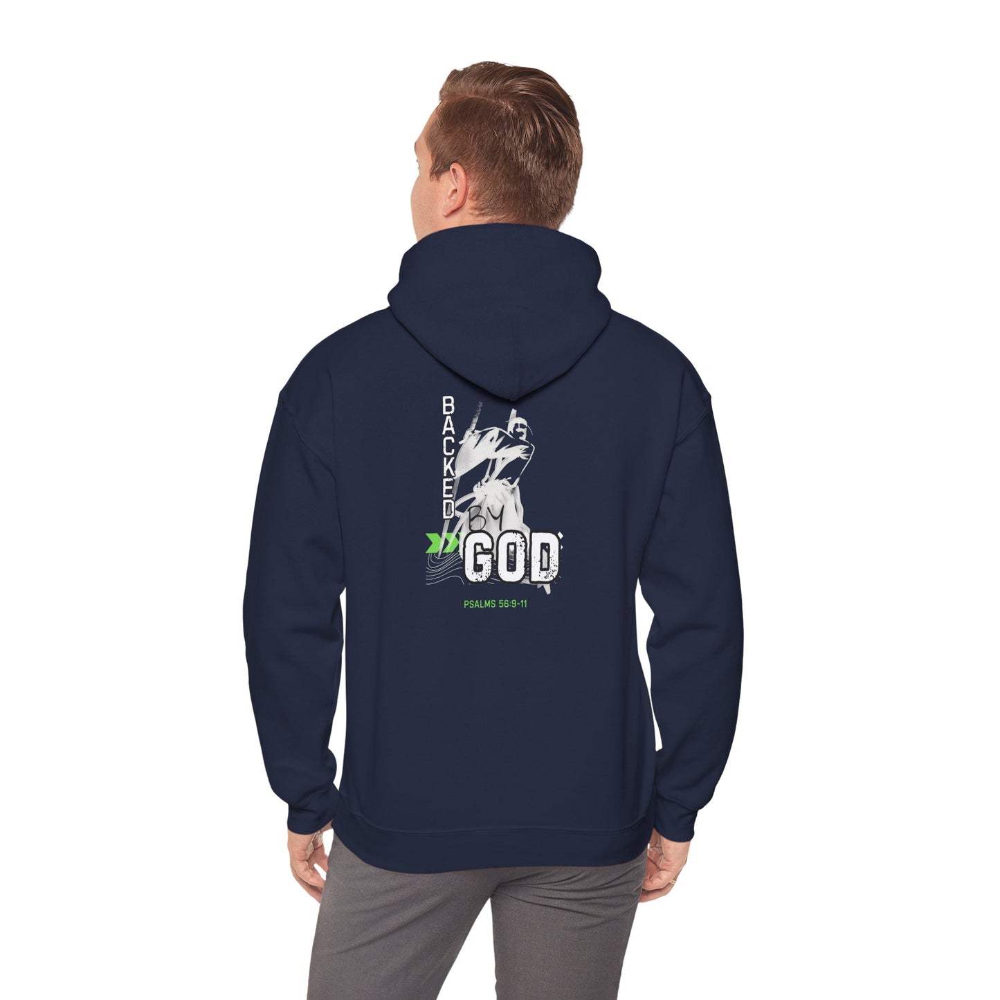 Backed By God Hoodie — Psalm 56:9-11 Faith Sweatshirt
