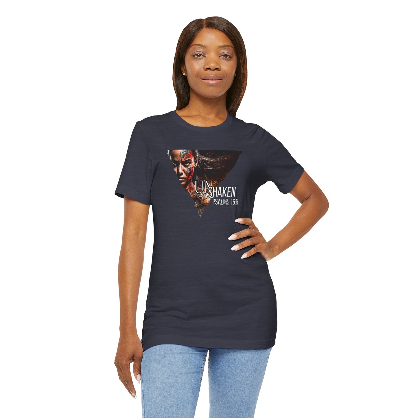 Unshaken Psalm 16:8 Tee — Faith-Inspired Women's Short Sleeve Shirt