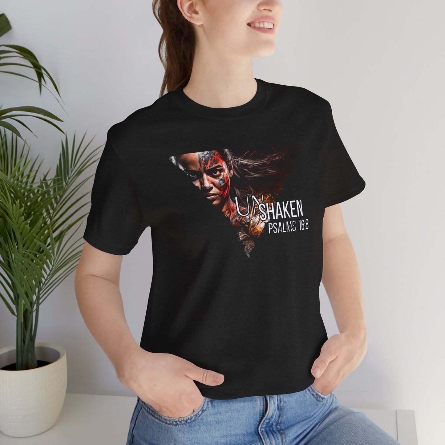 Unshaken Psalm 16:8 Tee — Faith-Inspired Women's Short Sleeve Shirt