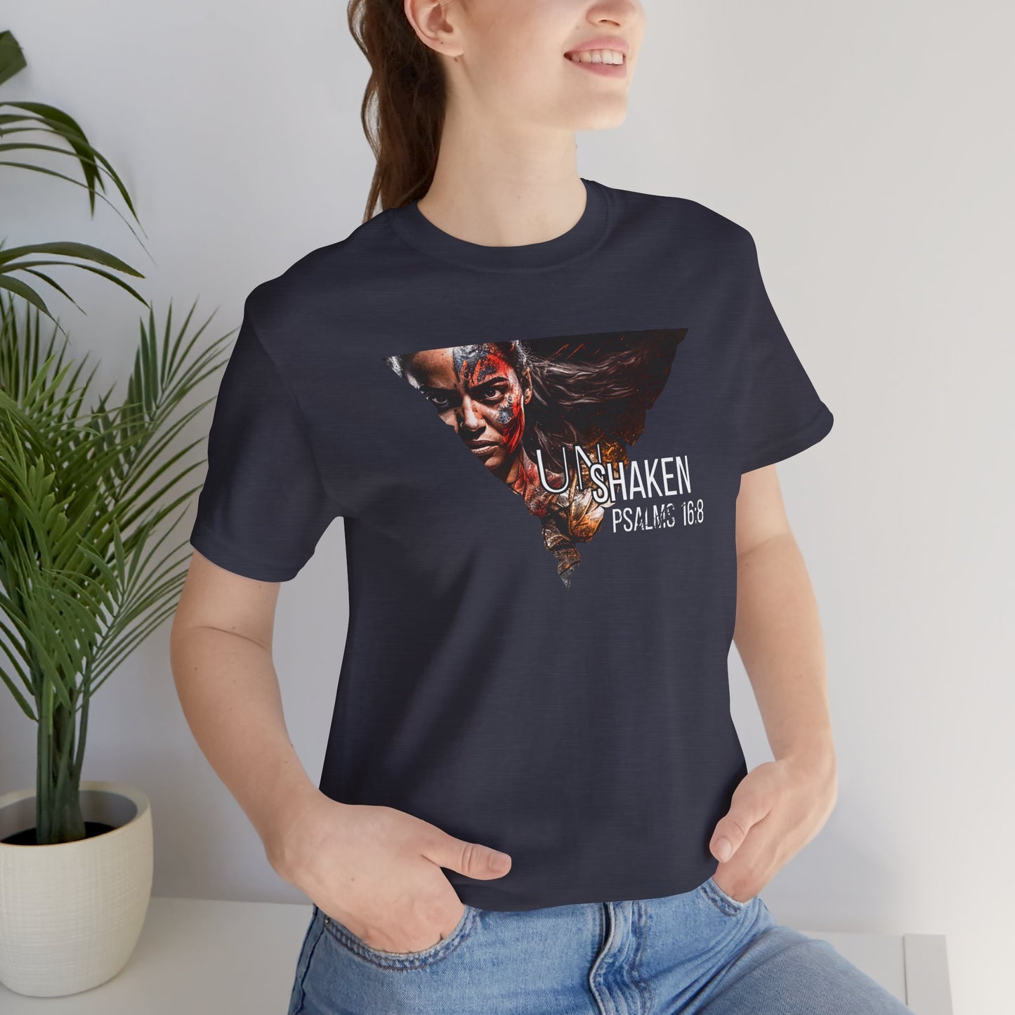 Unshaken Psalm 16:8 Tee — Faith-Inspired Women's Short Sleeve Shirt