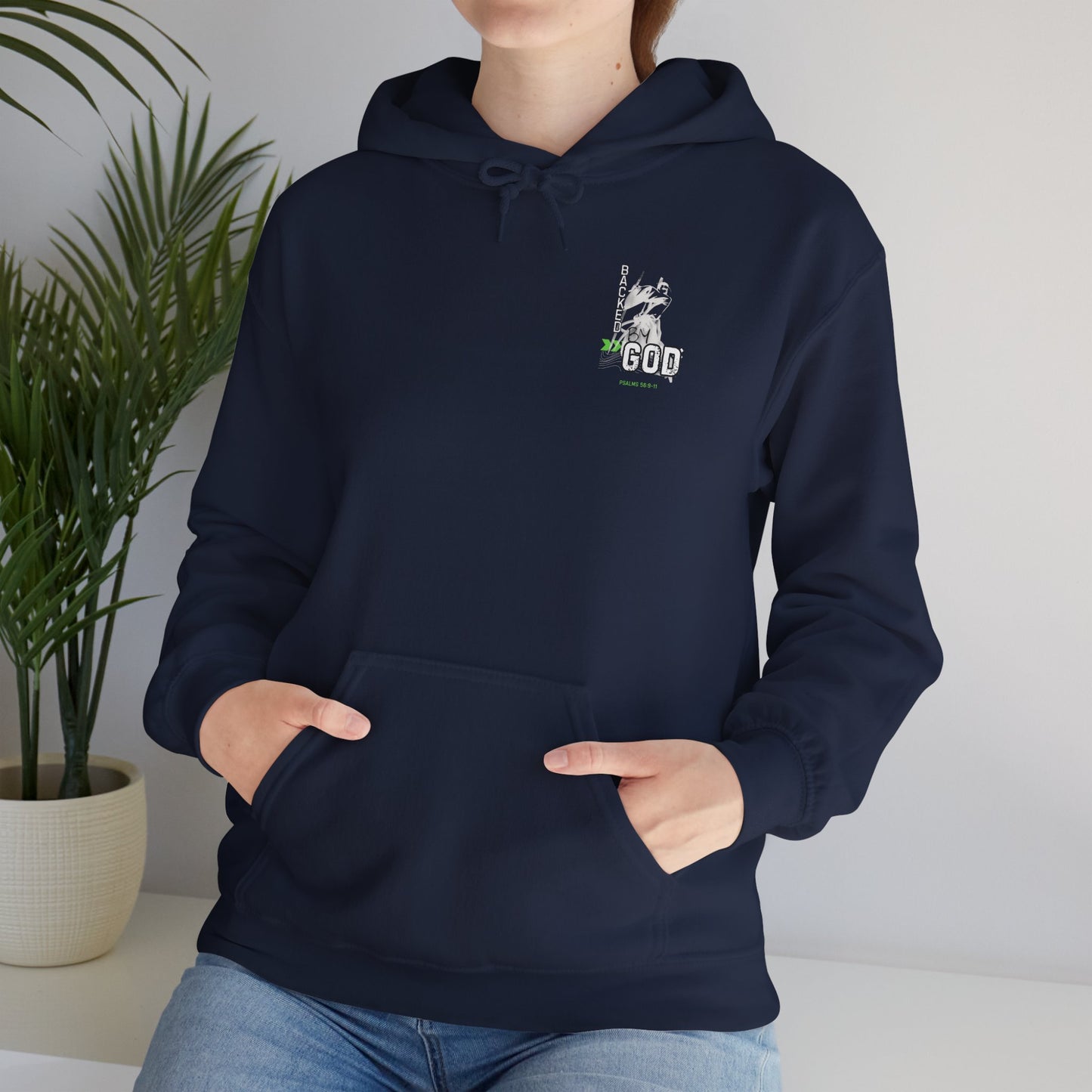 Backed By God Hoodie — Psalm 56:9-11 Faith Sweatshirt