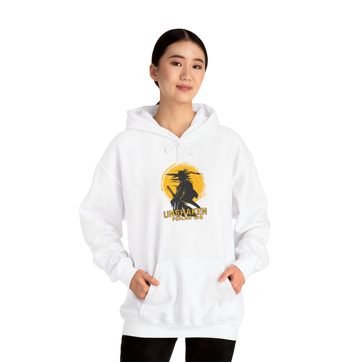Unshaken Hoodie — Psalm 16:8 Faith Sweatshirt