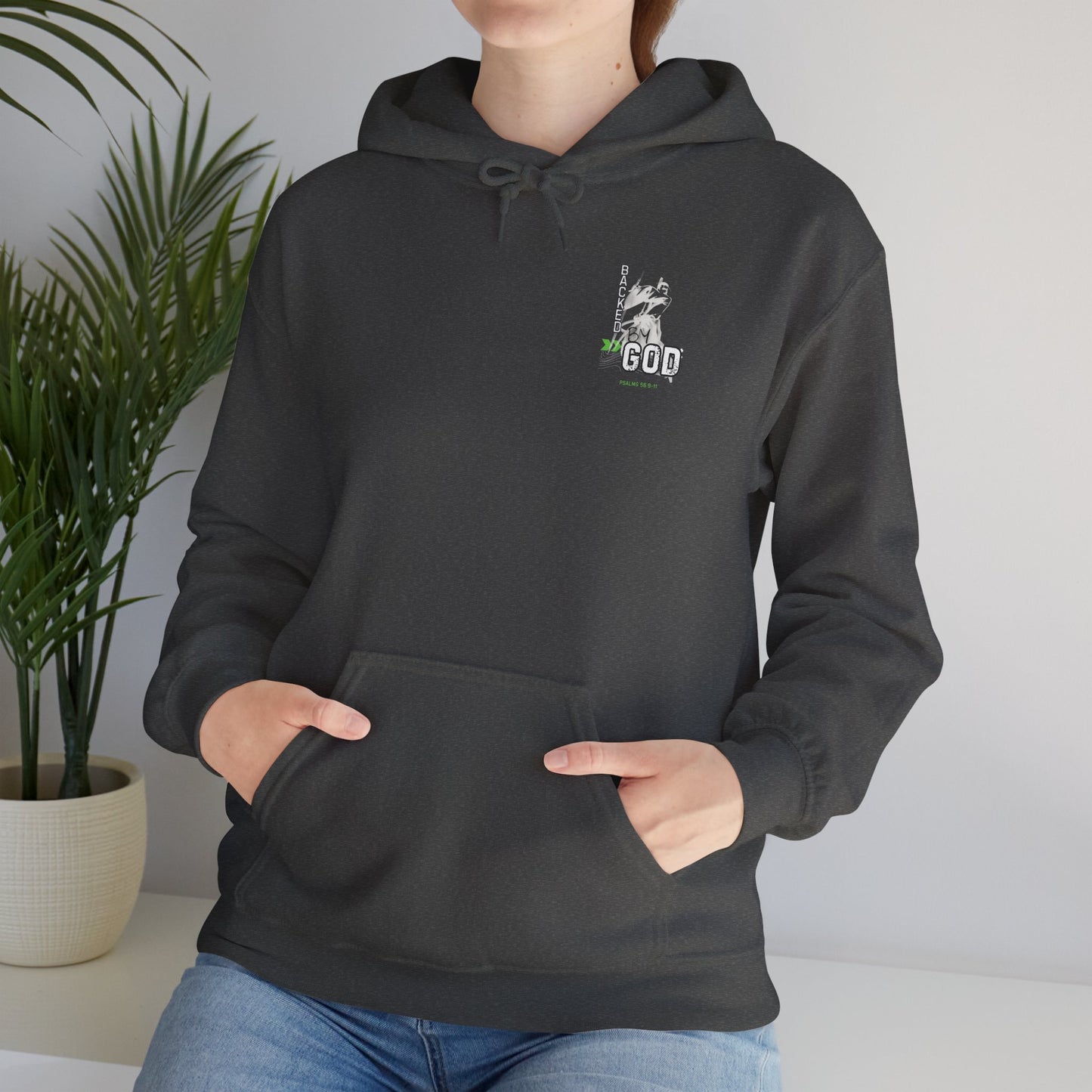 Backed By God Hoodie — Psalm 56:9-11 Faith Sweatshirt