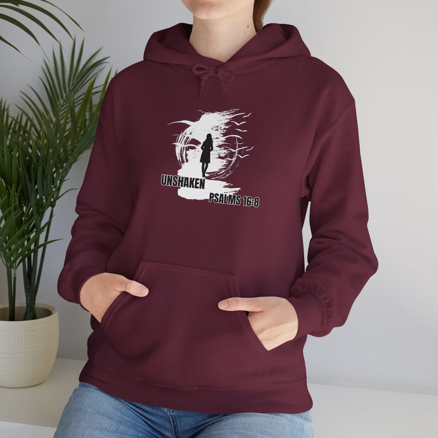 Unshaken Hoodie - Inspirational Psalm 16:8 Design for Women