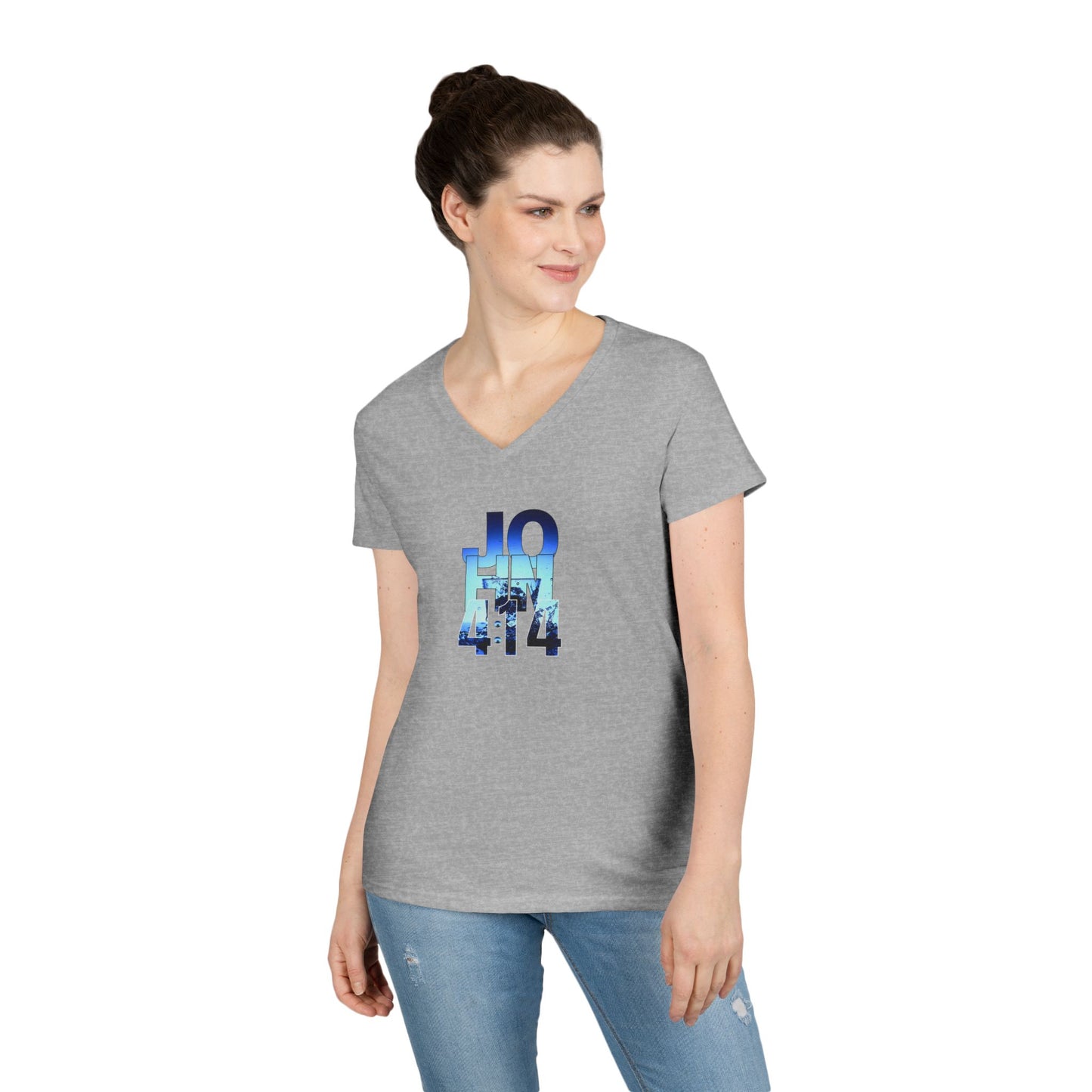 V-Neck T-Shirt - John 4:14 Christian Inspirational Design
