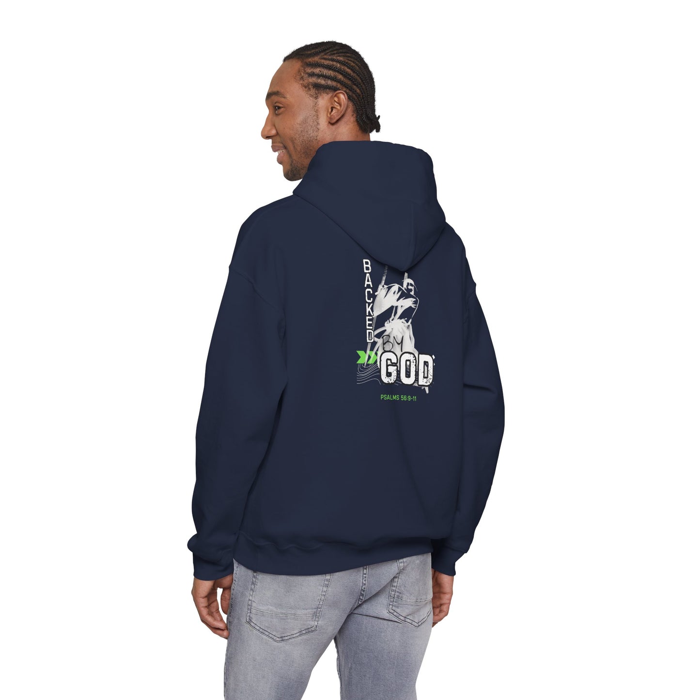Backed By God Hoodie — Psalm 56:9-11 Faith Sweatshirt