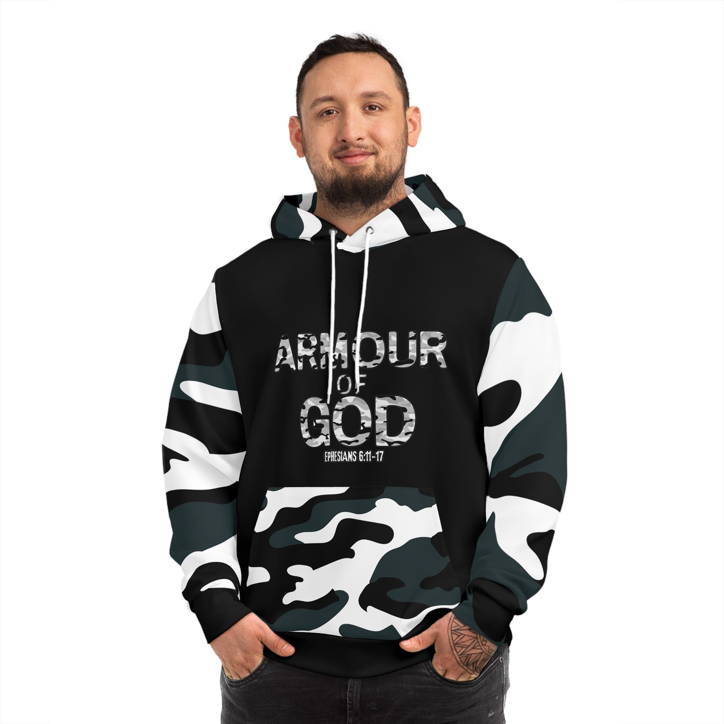 Armour of God Hoodie — Ephesians 6:11-17 Spiritual Protection Back Print