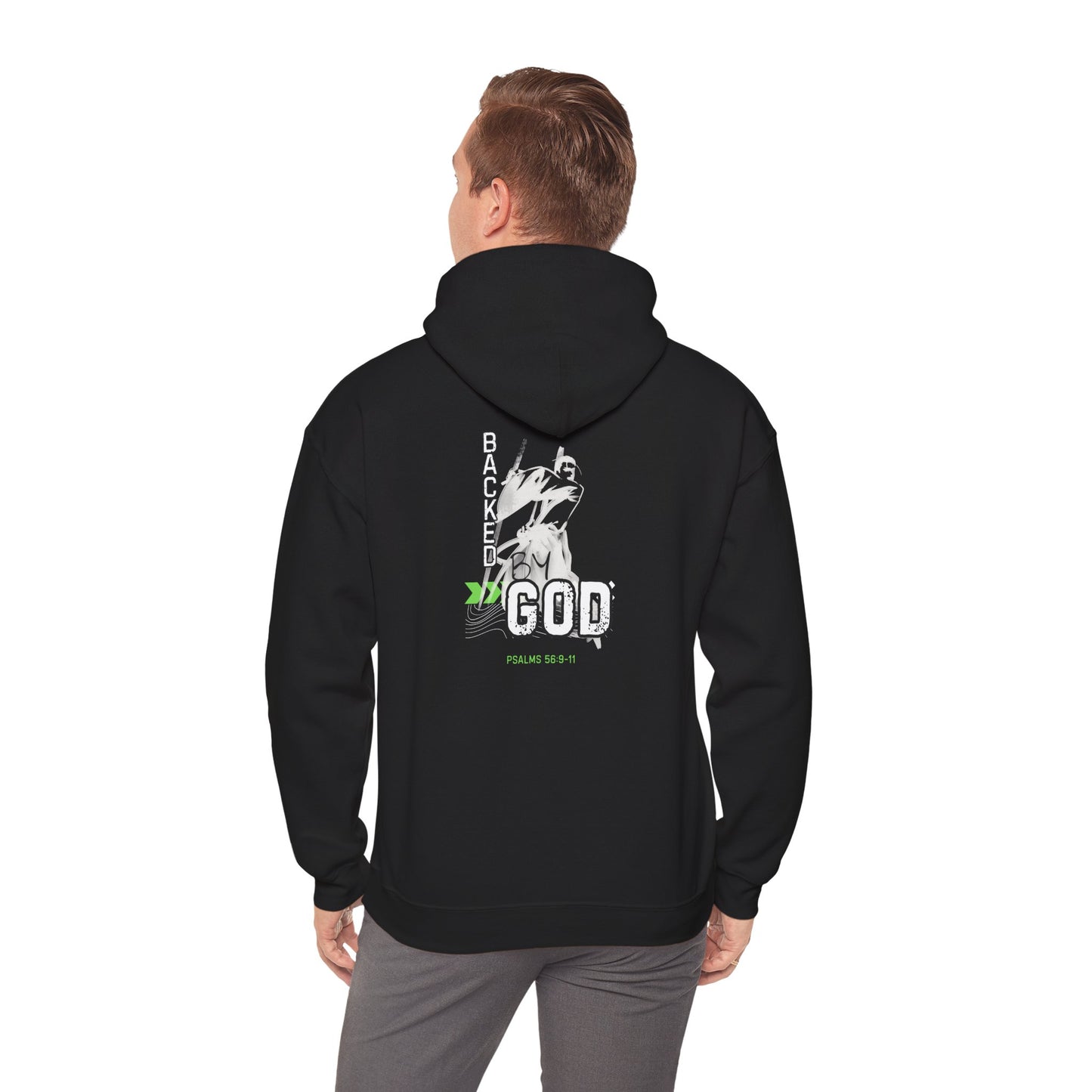 Backed By God Hoodie — Psalm 56:9-11 Faith Sweatshirt