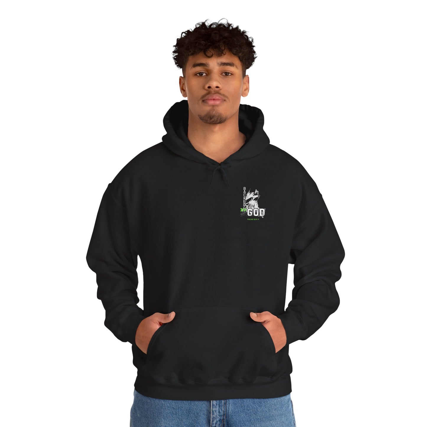 Backed By God Hoodie — Psalm 56:9-11 Faith Sweatshirt