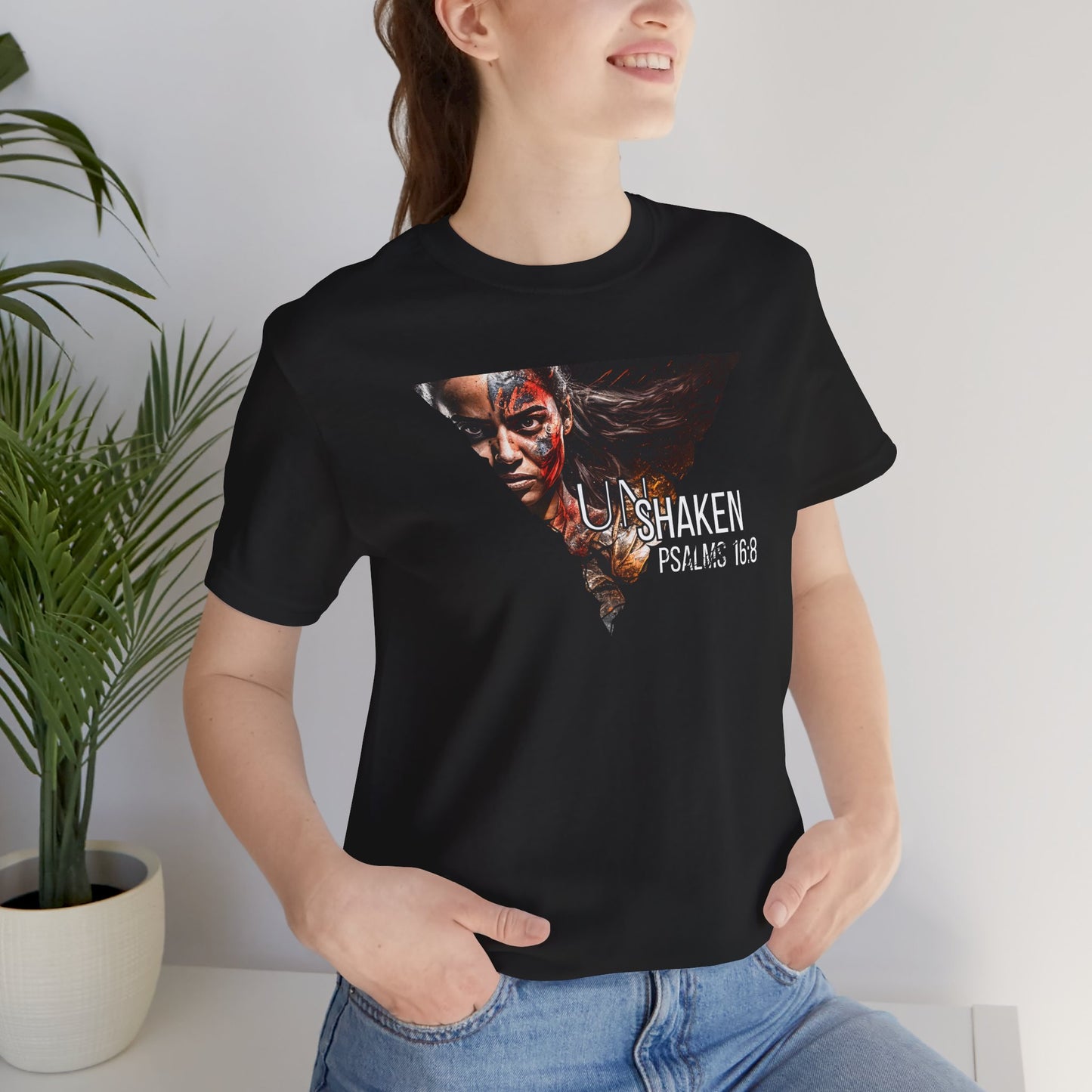 Unshaken Psalm 16:8 Tee — Faith-Inspired Women's Short Sleeve Shirt
