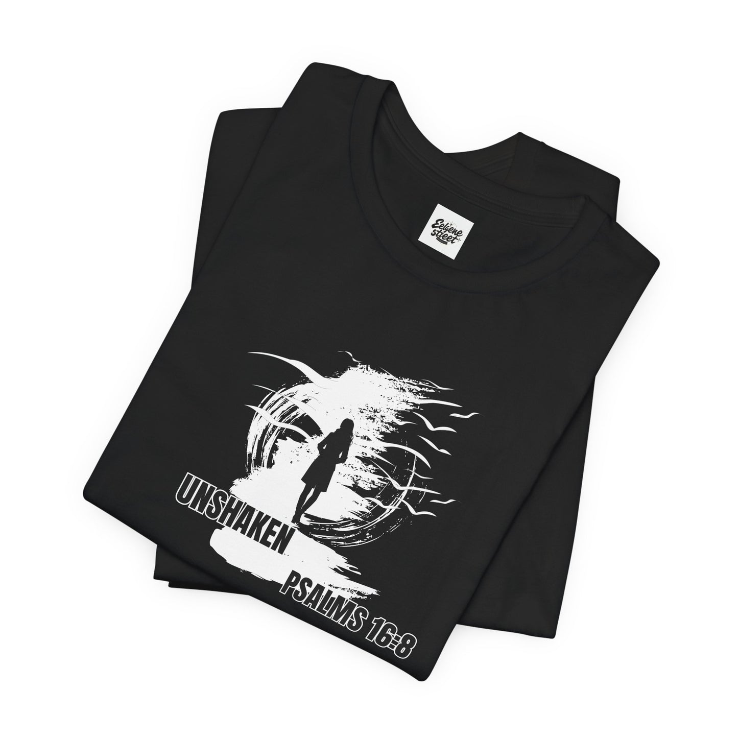 Unisex Tee - Unshaken in God's Presence Inspired by Psalms 16:8 - Women