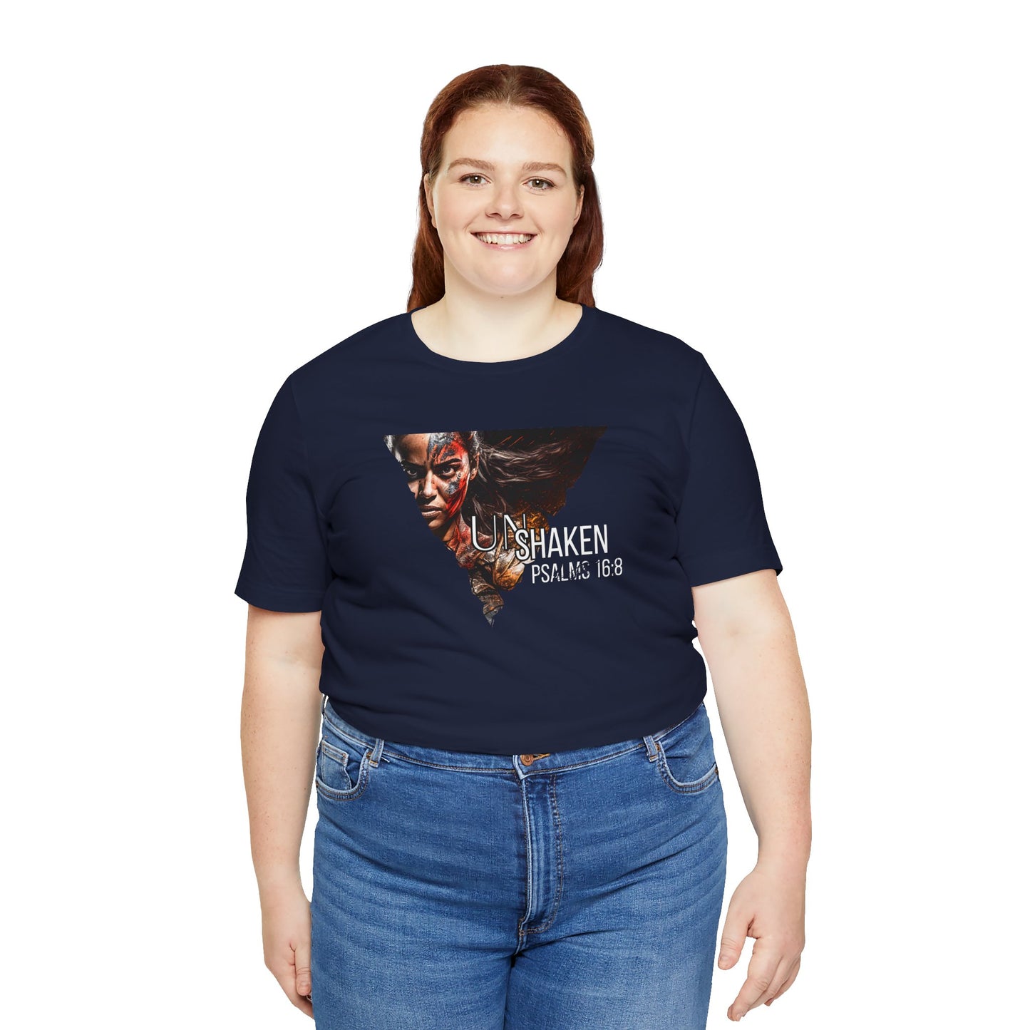 Unshaken Psalm 16:8 Tee — Faith-Inspired Women's Short Sleeve Shirt