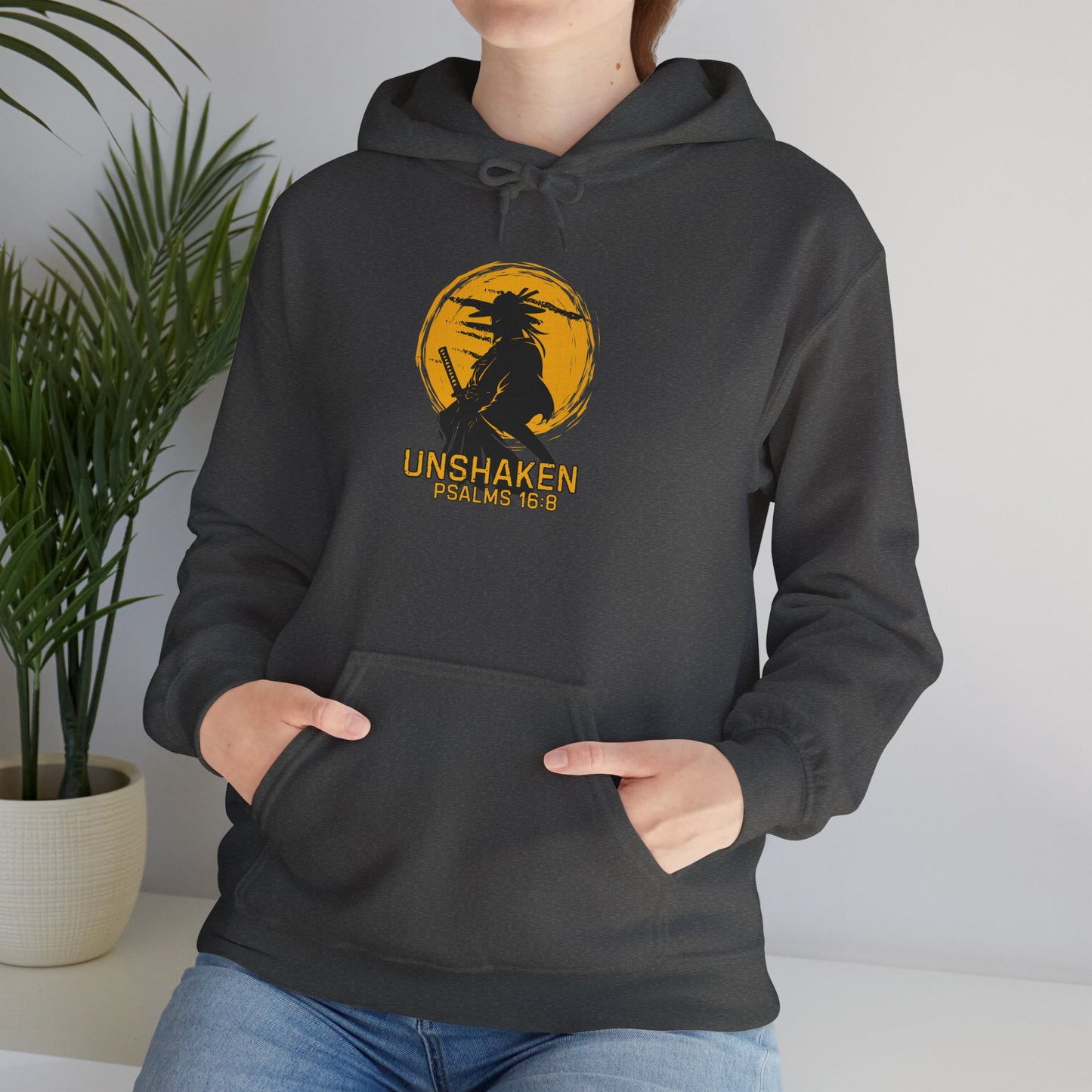 Unshaken Hoodie — Psalm 16:8 Faith Sweatshirt