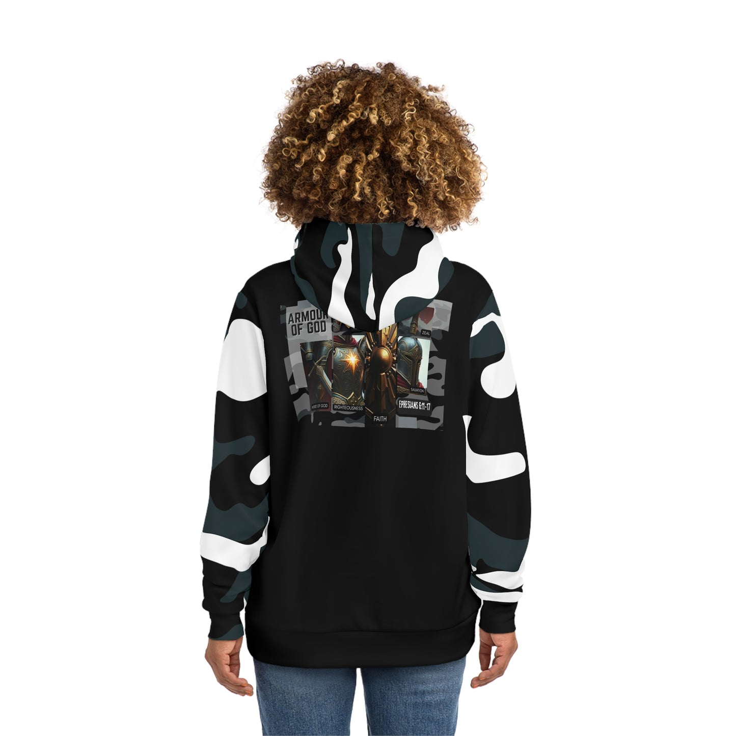 Armour of God Hoodie — Ephesians 6:11-17 Spiritual Protection Back Print