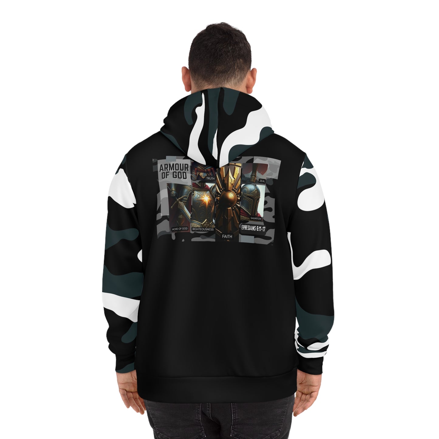 Armour of God Hoodie — Ephesians 6:11-17 Spiritual Protection Back Print