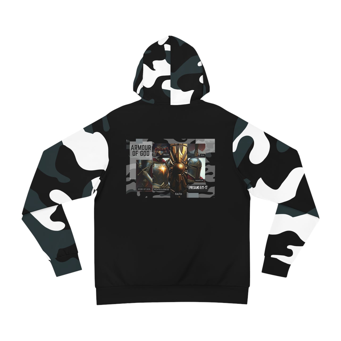 Armour of God Hoodie — Ephesians 6:11-17 Spiritual Protection Back Print