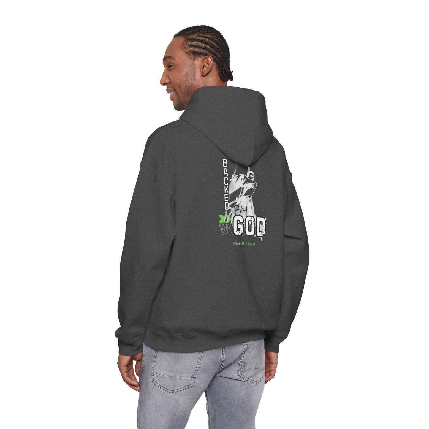 Backed By God Hoodie — Psalm 56:9-11 Faith Sweatshirt