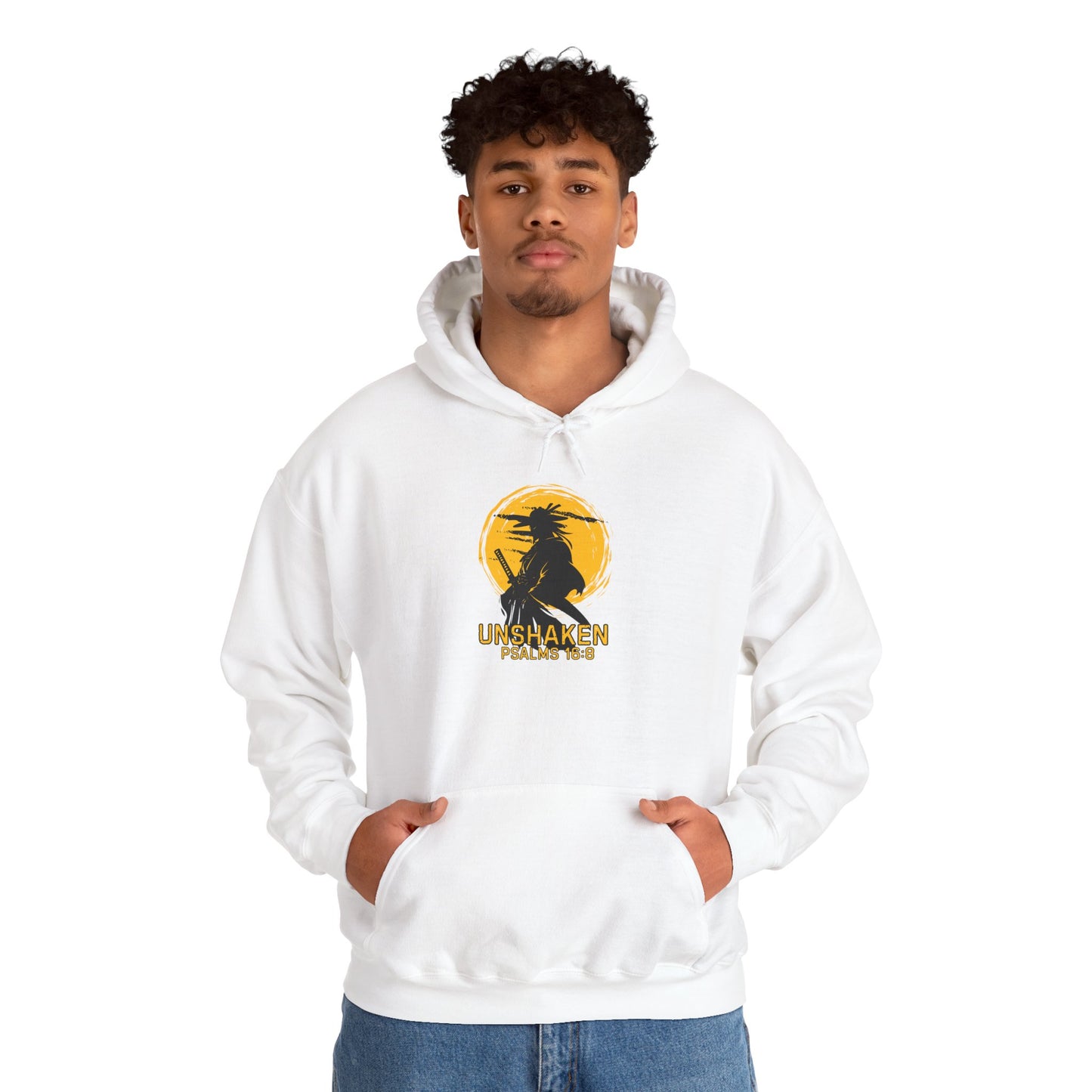 Unshaken Hoodie — Psalm 16:8 Faith Sweatshirt
