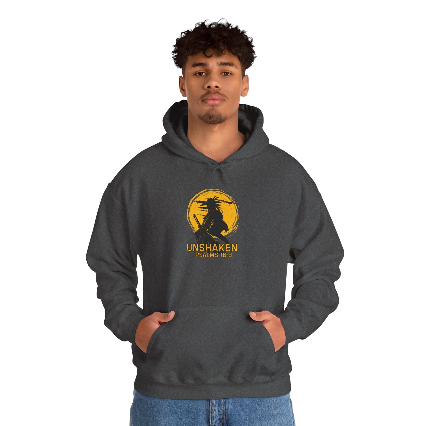 Unshaken Hoodie — Psalm 16:8 Faith Sweatshirt