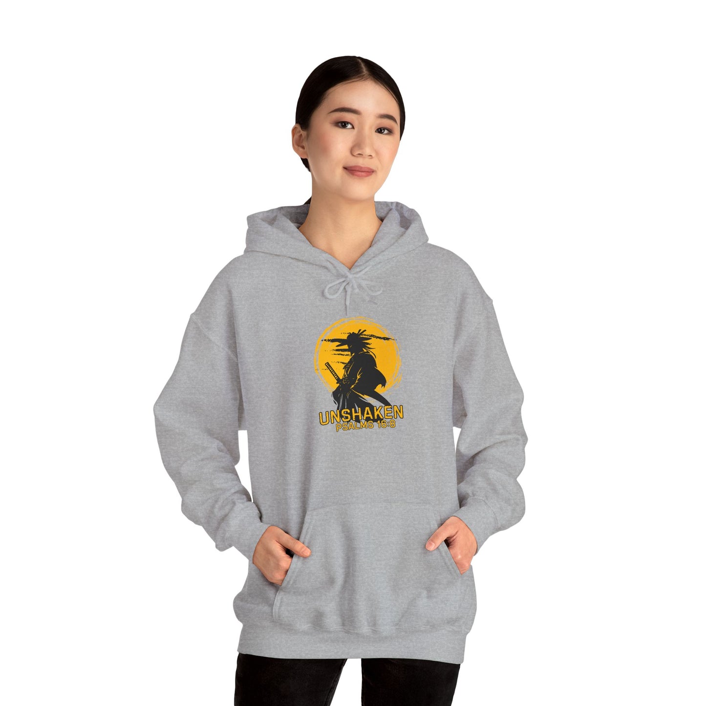 Unshaken Hoodie — Psalm 16:8 Faith Sweatshirt