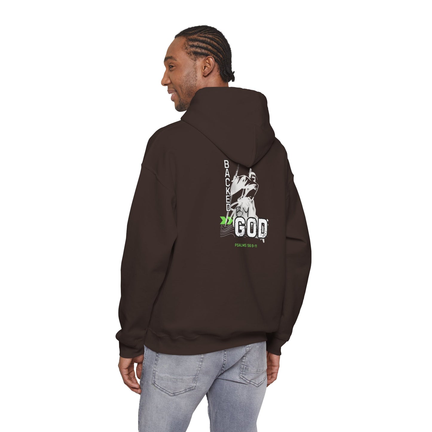 Backed By God Hoodie — Psalm 56:9-11 Faith Sweatshirt