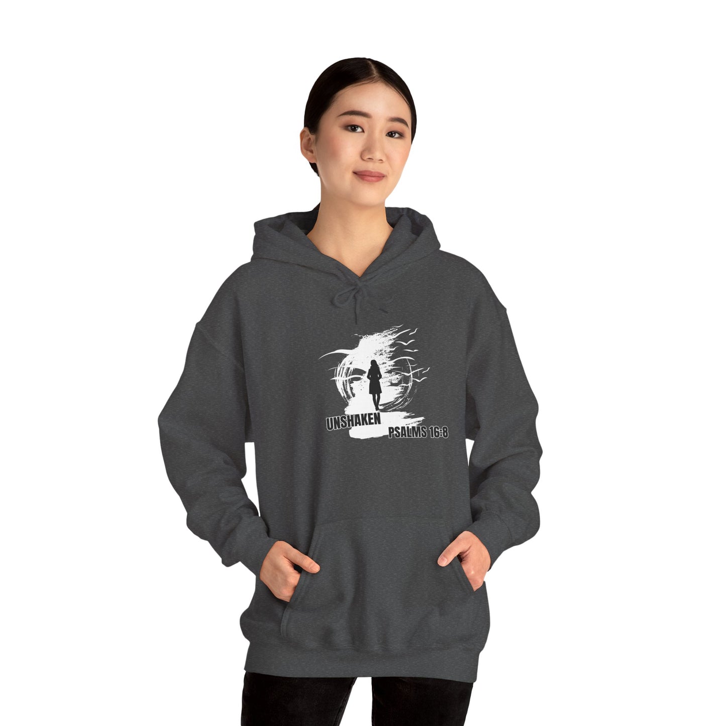 Unshaken Hoodie - Inspirational Psalm 16:8 Design for Women