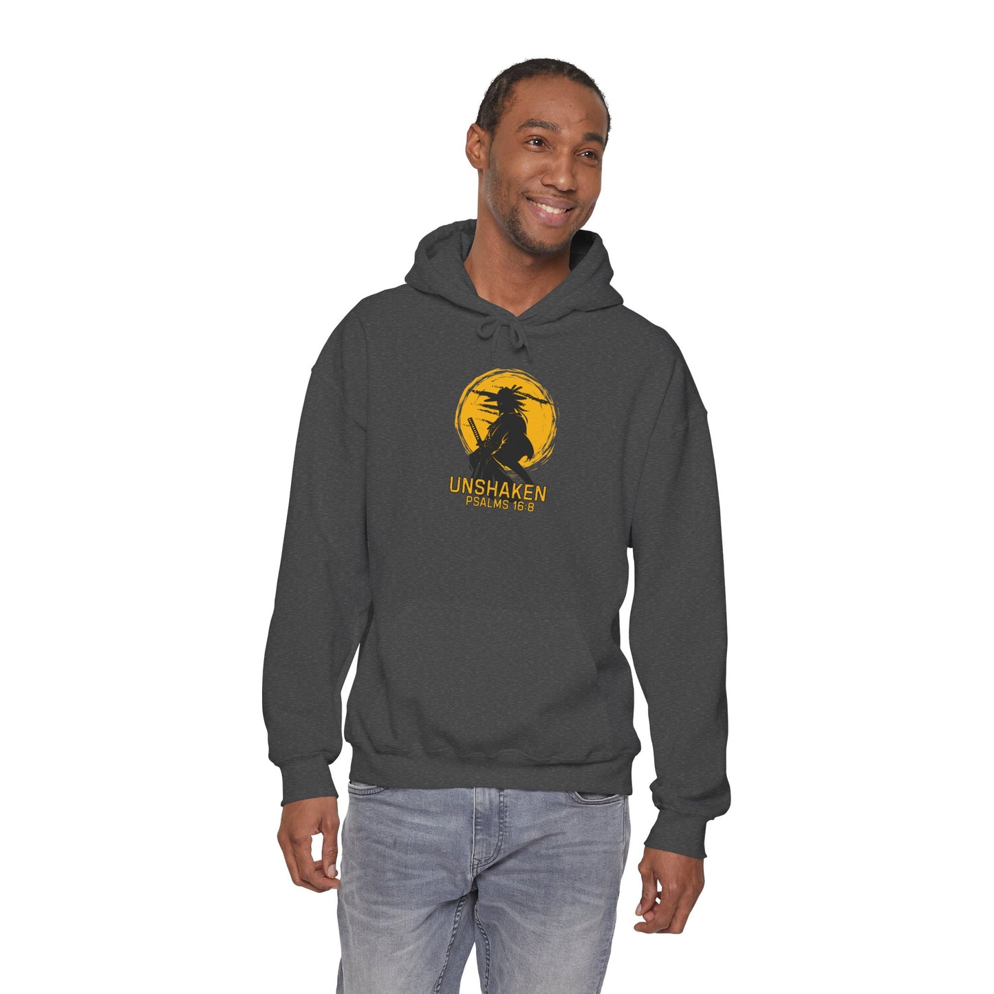 Unshaken Hoodie — Psalm 16:8 Faith Sweatshirt