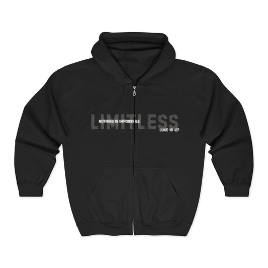 Full Zip Hooded Sweatshirt - Luke 18:27 'Nothing is Impossible with God' Design