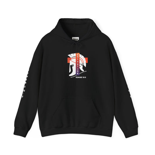 Christian Faith Hoodie with Roman 10:9 and Ephesians 6:17 Design