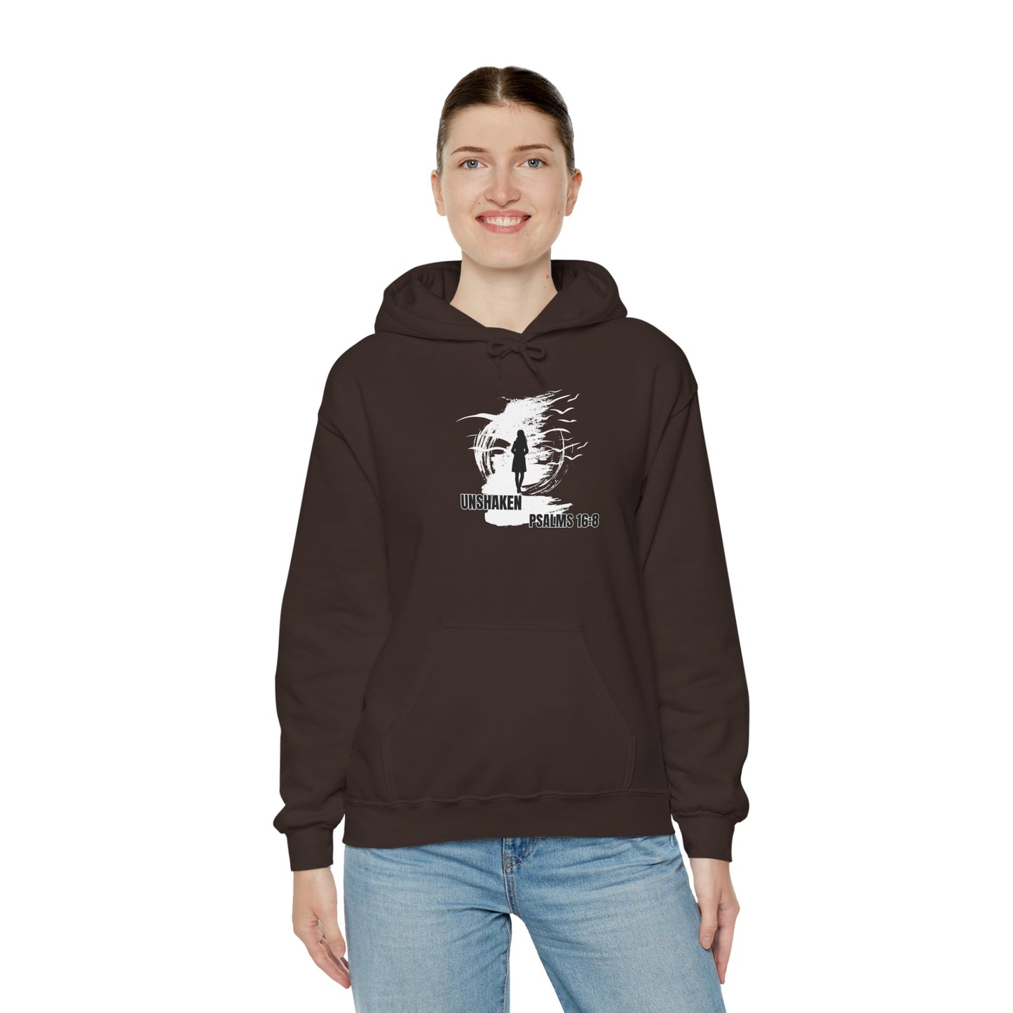 Unshaken Hoodie - Inspirational Psalm 16:8 Design for Women